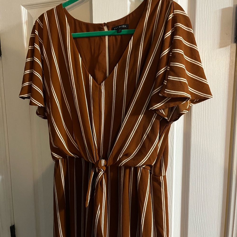 Lily Black Brown Striped Jumpsuit